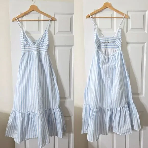 NWT Banana Republic stripes poplin open back tiered open back dress size S $119 - Picture 2 of 9